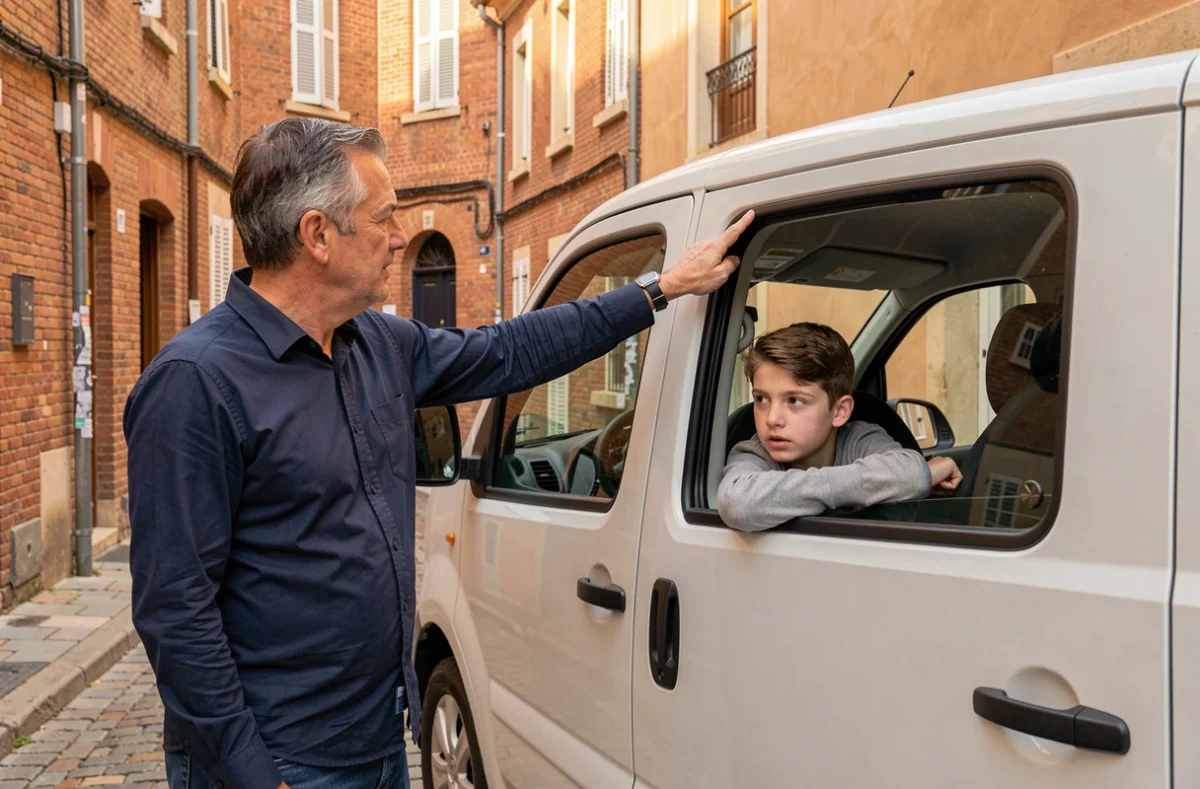 Un moniteur d'auto-école expliquant un exercice à un élève depuis l'extérieur du véhicule, représentant Auto-École Blohorn à Toulouse
