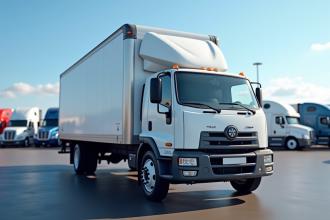Camion utilitaire d'occasion dans un concessionnaire en plein jour