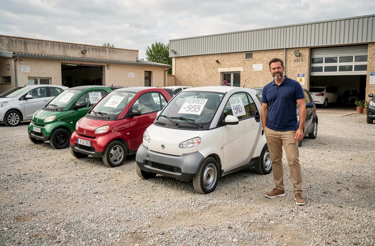 Concessionnaire de voitures sans permis d'occasion avec plusieurs modèles exposés dans le Var