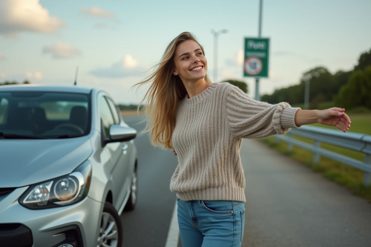 Jeune femme souriante à côté d