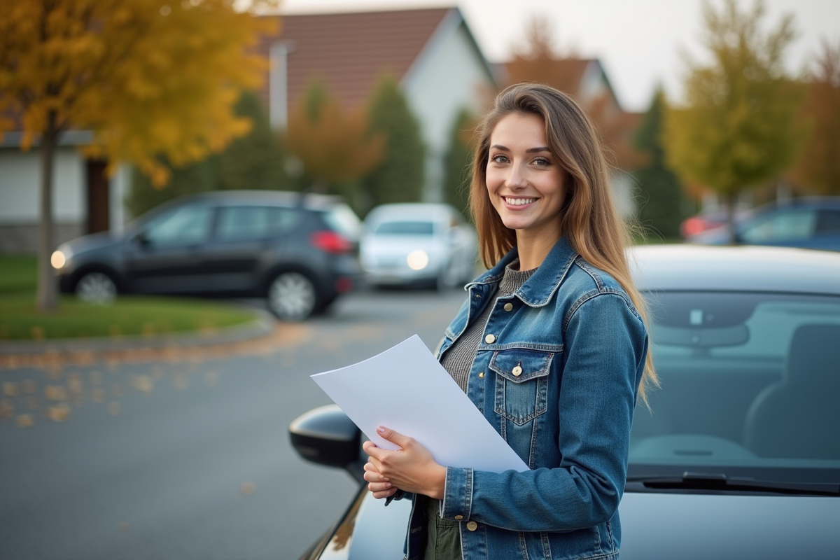 Jeune femme souriante près d