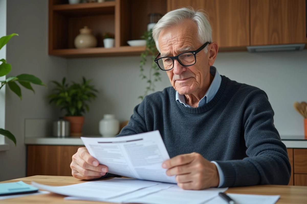 Homme âgé compare devis d