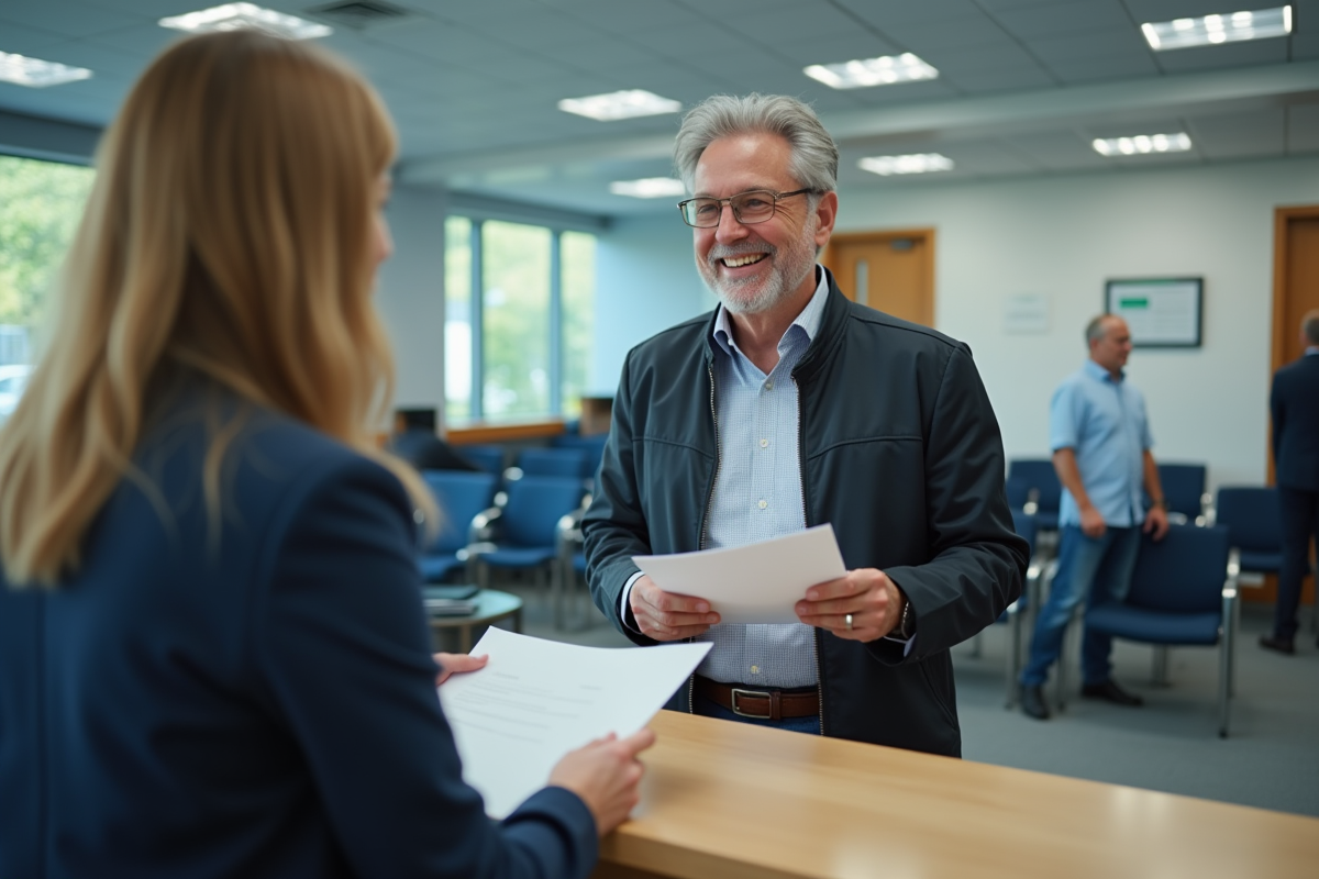 Homme en costume dans un bureau administratif