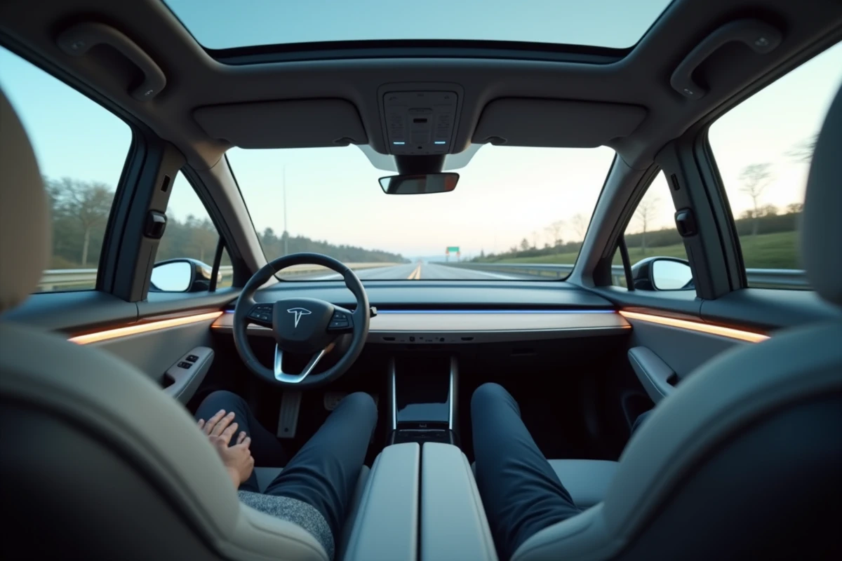 Intérieur spacieux d'un véhicule électrique asiatique avec toit panoramique et finitions minimalistes
