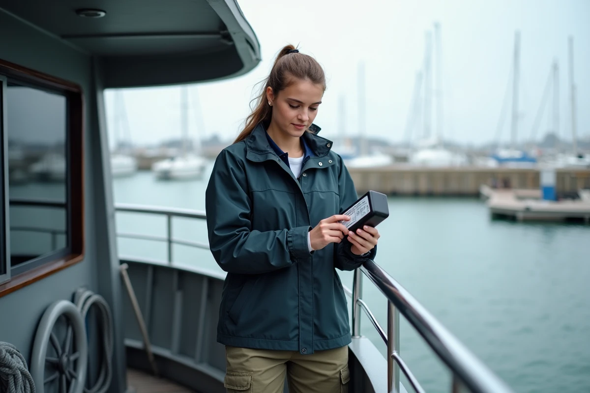 Jeune femme sur le pont d