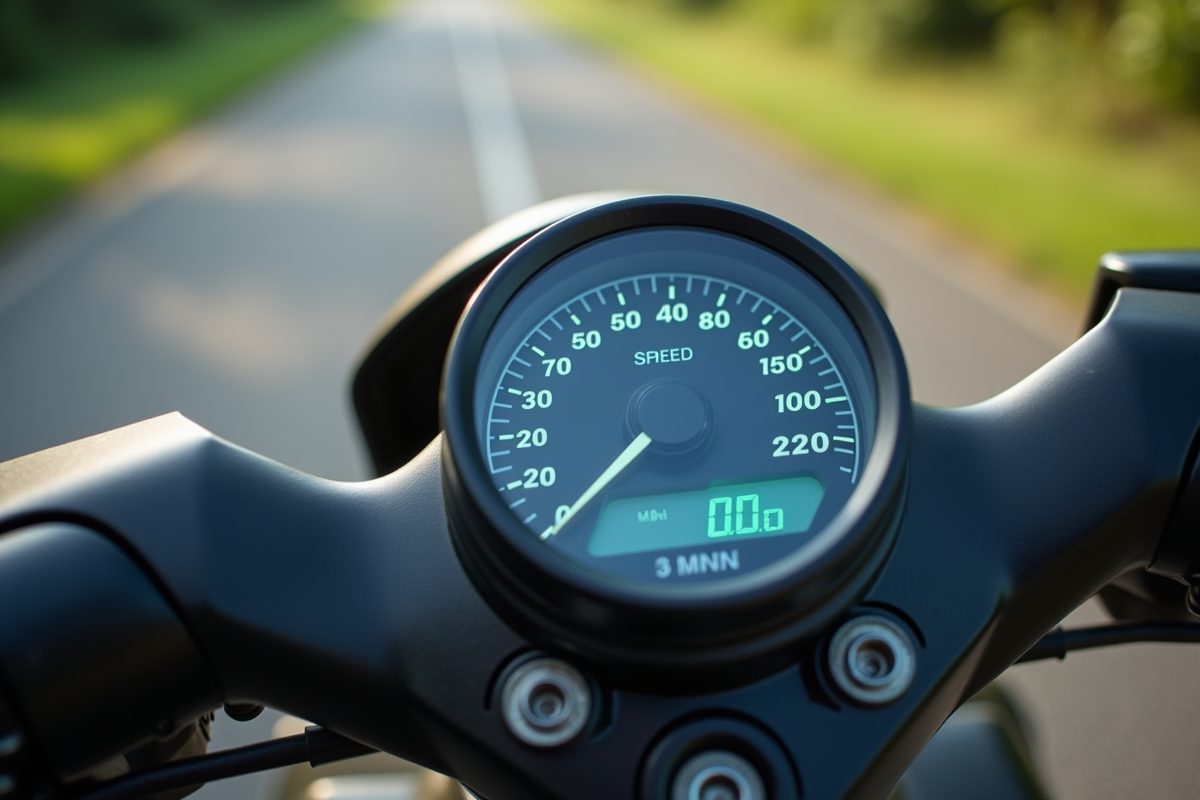 Compteur de scooter 50cc indiquant la vitesse maximale